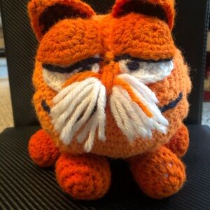 Vintage Orange Crochet Garfield Plush
